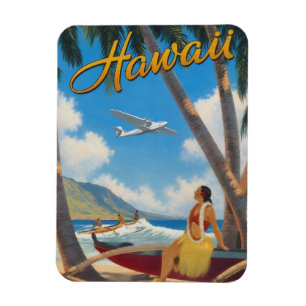 Íman Fuga do Paraíso Vintage Havaiano Hula Girl Aloha