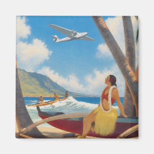 Íman Fuga do Paraíso Vintage Havaiano Hula Girl Aloha
