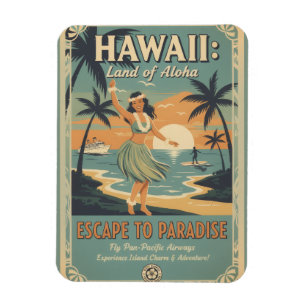 Íman Fuga para o Paraíso Terrestre Havaiano Vintage