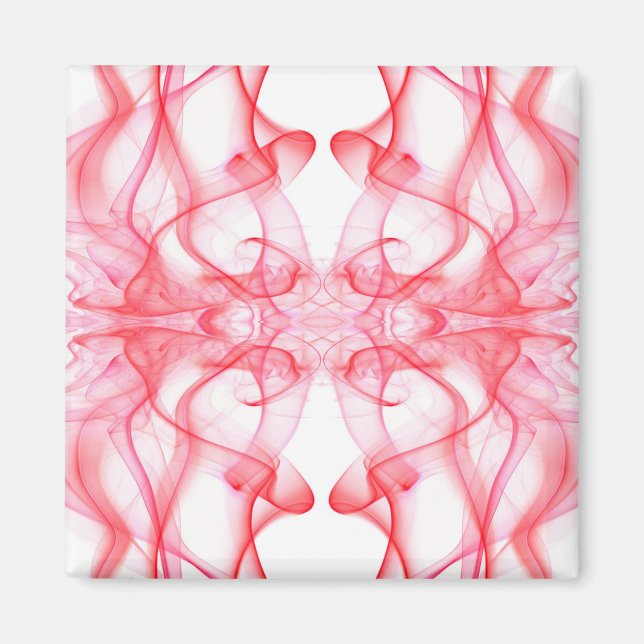 Íman Fumaça Vermelha Simétrica Minimalista Abstrata (Frente)