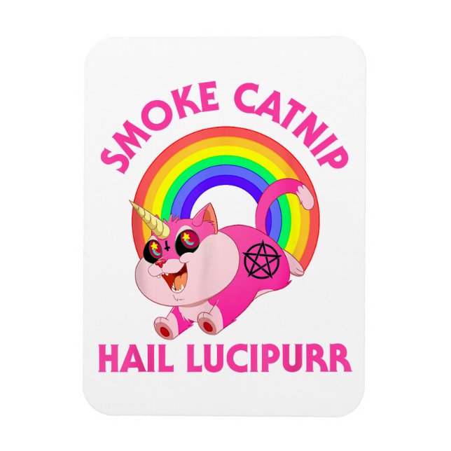 Íman Fumar Catnip Saúdam Lucipurr, Gato Satanás Unicórn (Vertical)