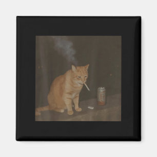 Íman Fumar Feliz Cigarro Gatinho Engraçado Fumar Meme B