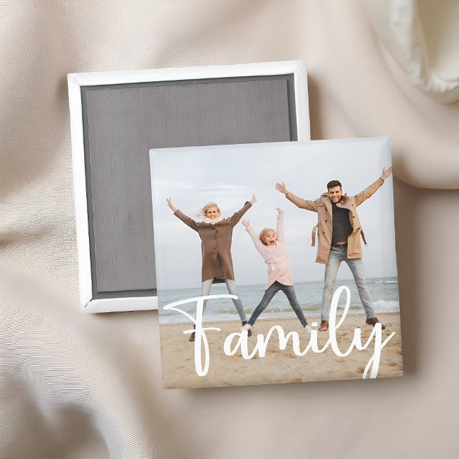 Íman Fun Family Photo Modern Cool Typography Magnet (Criador carregado)