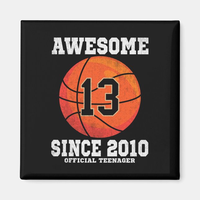 Íman Funcionário de 13 Birthday Bysketbyll Fan 13 Anos (Frente)