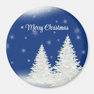 Íman Fundo Azul com Árvore de Natal