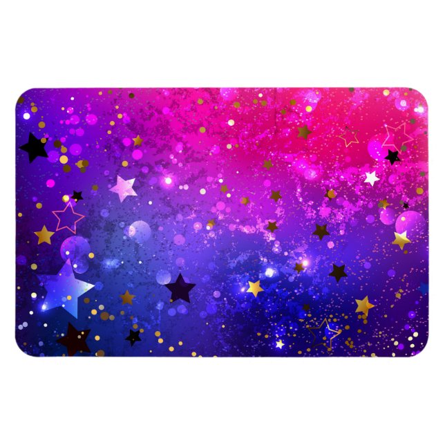 Íman Fundo Azul Cor-de-rosa brilhante (Horizontal)