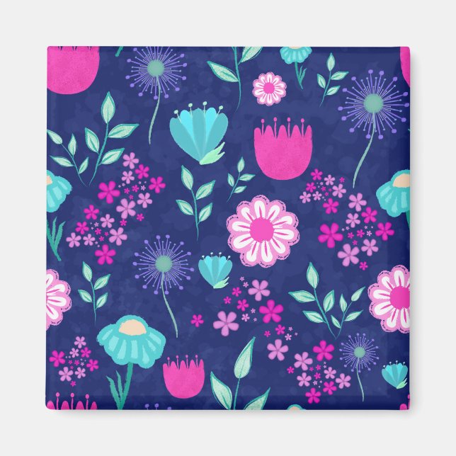 Íman Fundo com padrão floral fofo (Frente)