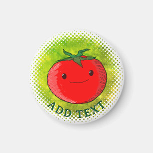 Íman Fundo de aquarela de tomate de desenho animado fof