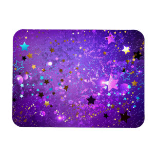 Íman Fundo de papel alumínio roxo com estrelas