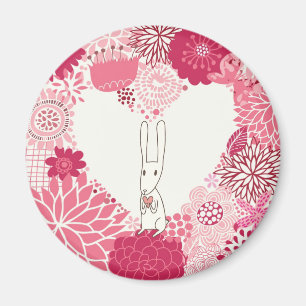 Íman Fundo floral romântico com coelho bonito