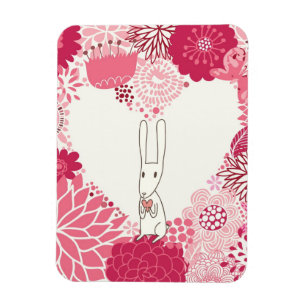 Íman Fundo floral romântico com coelho bonito