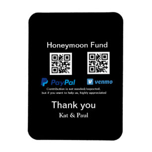 Íman Fundo Honeymoon PayPal Venmo obrigado de código QR