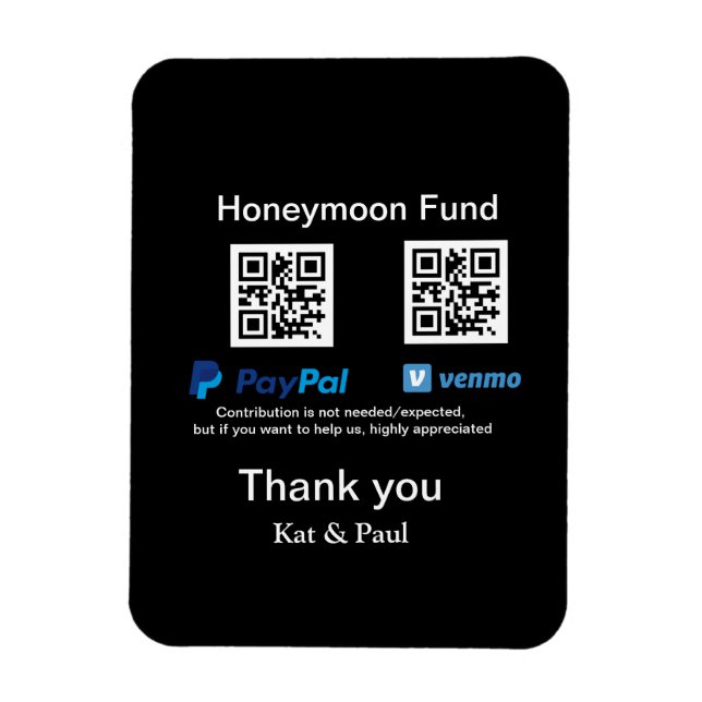 Íman Fundo Honeymoon PayPal Venmo obrigado de código QR (Vertical)