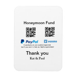 Íman Fundo Honeymoon PayPal Venmo obrigado de código QR