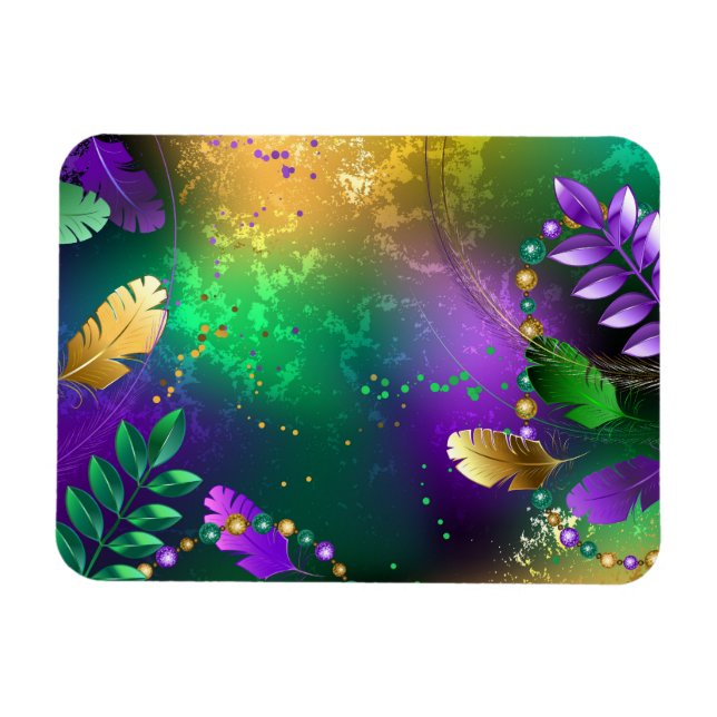 Íman Fundo márdi iridescente com miçangas (Horizontal)