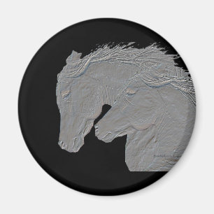 Íman Fundo preto gravado dos cavalos do olhar