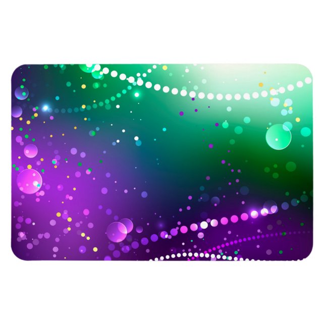 Íman Fundo Roxo Festivo do Mardi Gras (Horizontal)