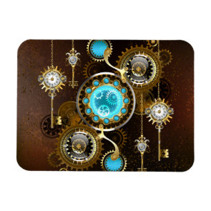 Íman Fundo Rusty Steampunk com Lentes Turquesa
