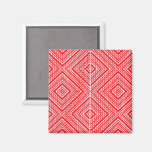 Íman fundo vermelho e branco com padrão de diamante