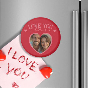 Íman Fundo Vermelho Romântico com Foto Personalizada