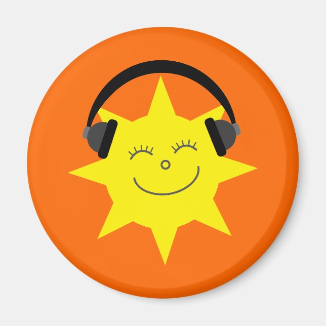 Íman Funky DJ sorrindo ímã laranja (Frente)