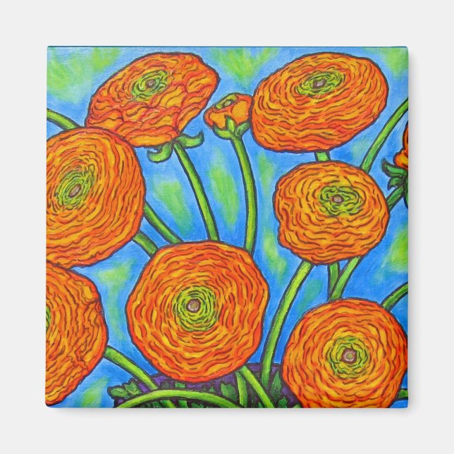 Íman Funky Floral Ranunculus Magnet (Frente)