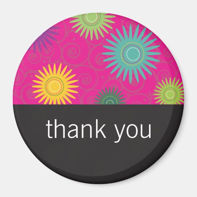 Íman Funky Flowers em Magnet Rosa (Frente)