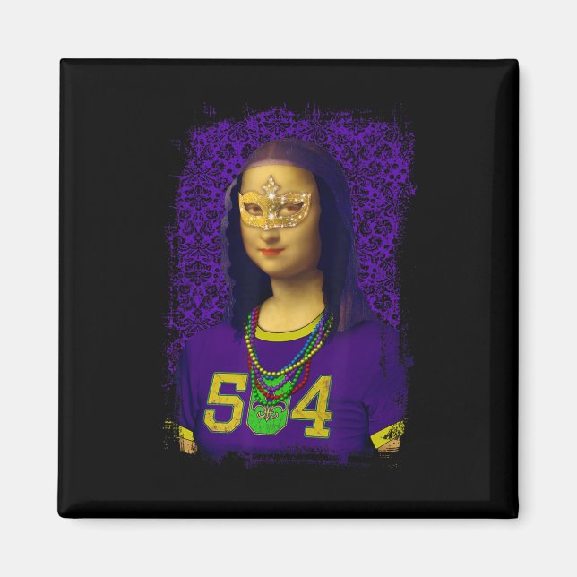 Íman Funny 504 Nova Orleans Mardi Gras Mona Lisa Mashup (Frente)