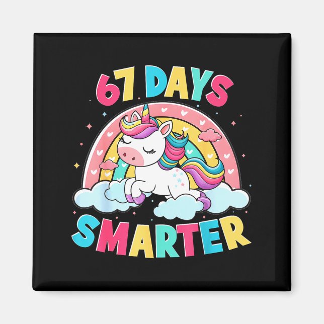 Íman Funny 67 Days Smarter Unicorn Six Seven Boy Girl T (Frente)