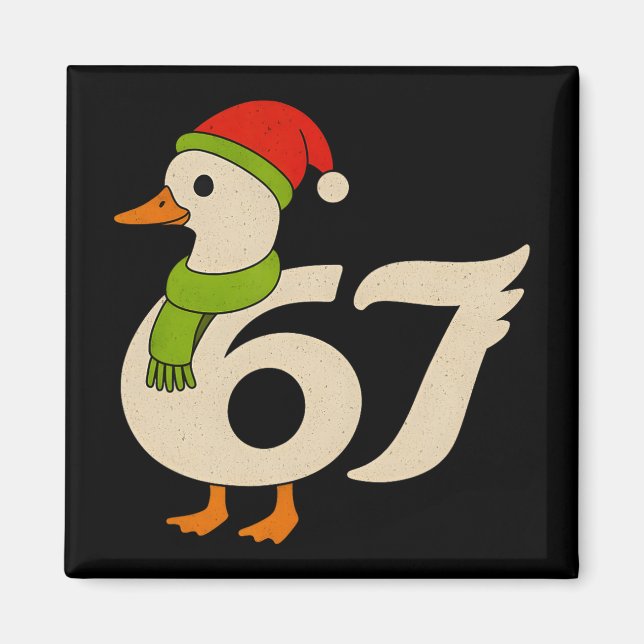 Íman Funny 67 Ganso Natal 6 7 Meme Pato Chapéu do Papai (Frente)