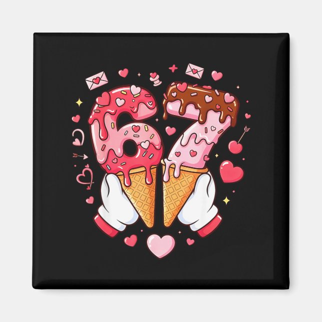 Íman Funny 67 Meme Six Seven Ice Cream Matching Couples (Frente)