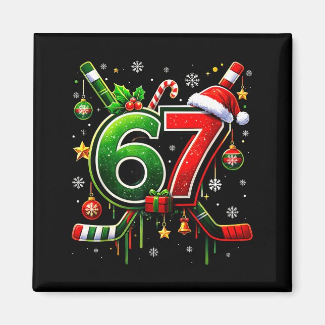 Íman Funny 67 Six Seven Christmas Ice Hockey  (Frente)