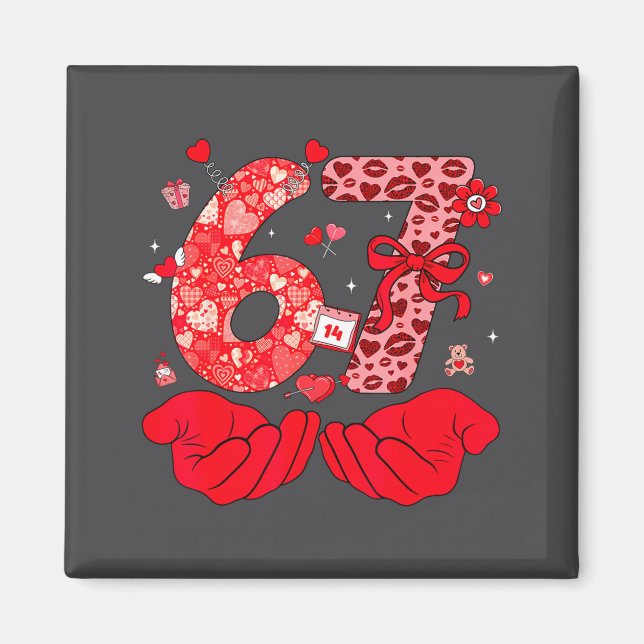 Íman Funny 6 7 Hands Meme Cute Valentine's Day Six Seve (Frente)