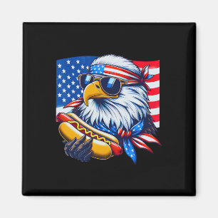 Íman Funny Bald Eagle Hotdog American Flag 4 De Julho