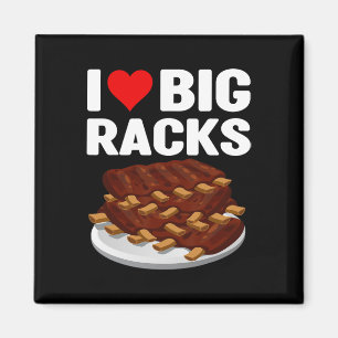 Íman Funny Bbq Eu Amo Um Grande Rack Coração Vermelho C
