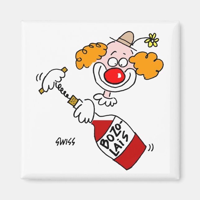 Íman Funny Beaujolais Wine Cartoon Party Favor do Prova (Frente)