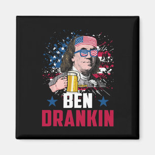 Íman Funny Ben Drankin 4 De Julho Dos Eua Bandeira Home