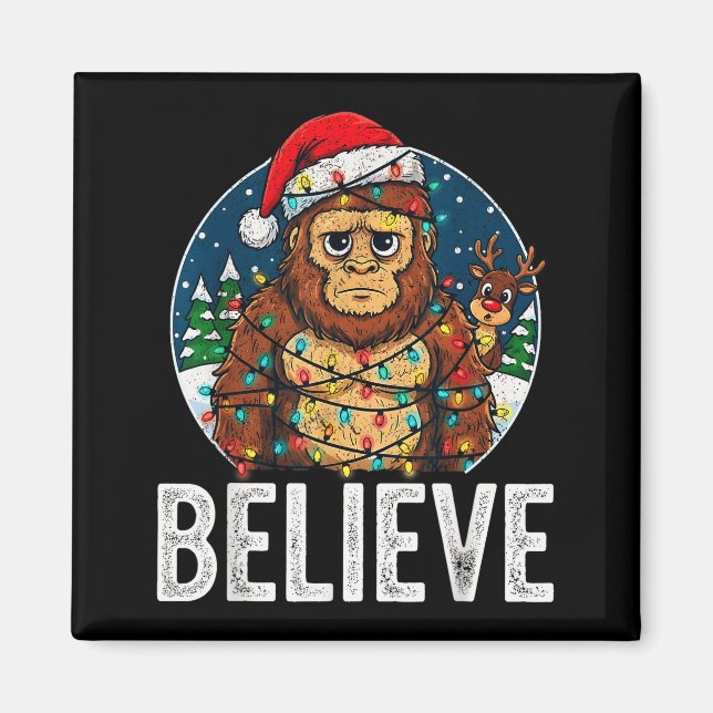 Íman Funny Bigfoot Believe Christmas Sasquatch Santa Fo (Frente)
