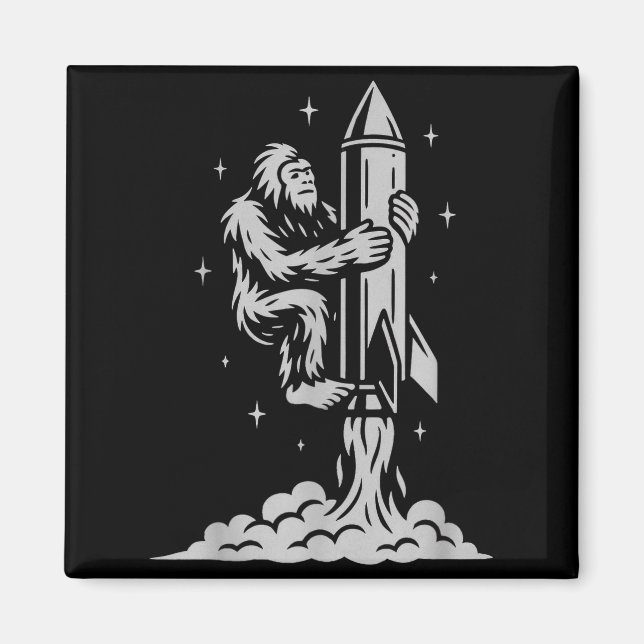Íman Funny Bigfoot Flying Into Space With Stars And Cos (Frente)