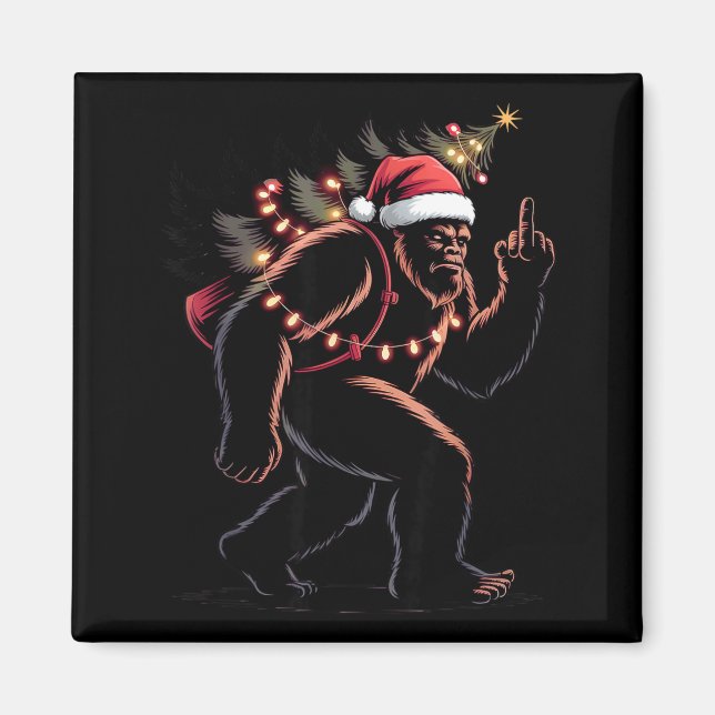 Íman Funny Bigfoot Middle Finger Christmas Sasquatch An (Frente)