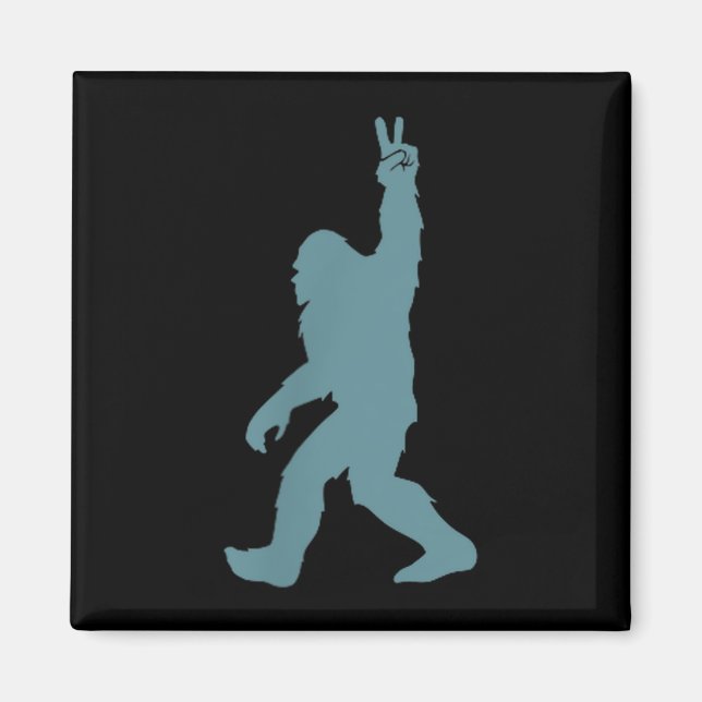 Íman Funny Bigfoot Sasquatch Peace Sign Big Foot Squatc (Frente)