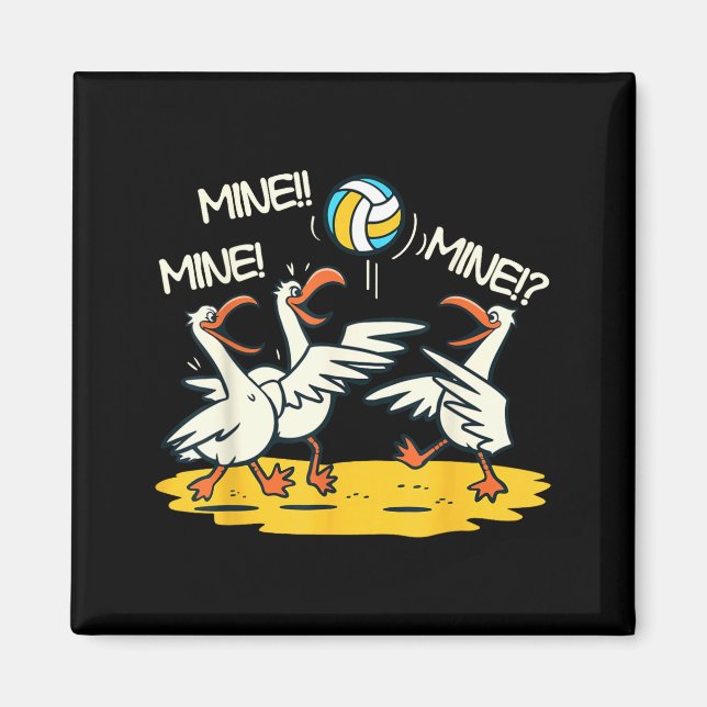 Íman Funny Bird Playing Volleyball Mine Game Day Beach  (Frente)