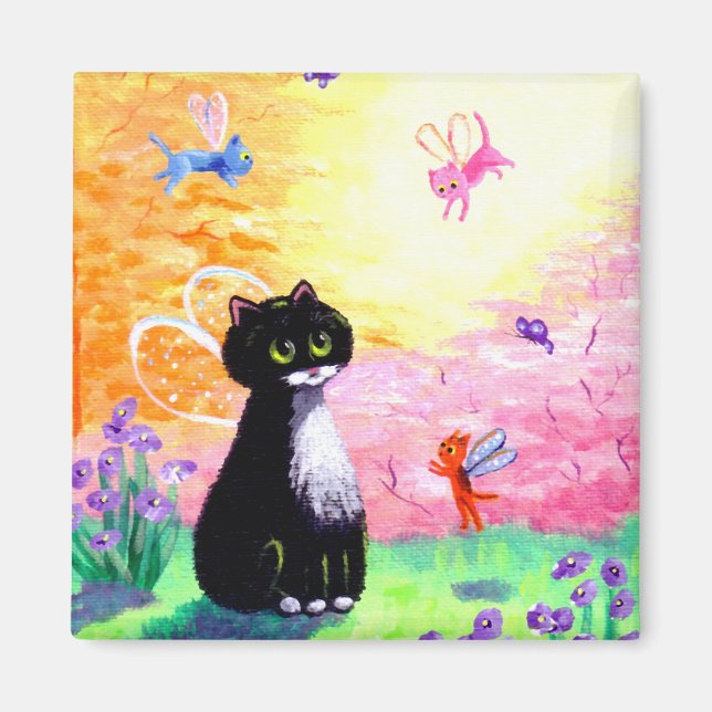 Íman Funny Black Tuxedo Gato Bebê Criacionarés (Frente)