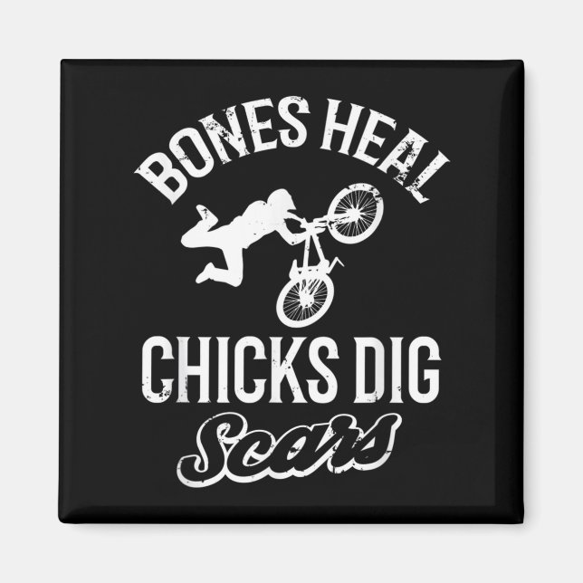 Íman Funny Bones Heal Chicks Dig S Bmx Biking  (Frente)