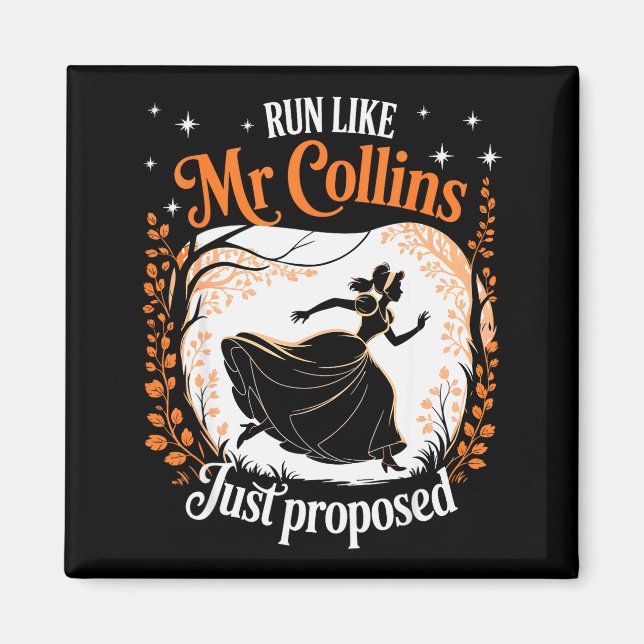 Íman Funny Book Meme Run Like Mr Collins Just Proposed  (Frente)