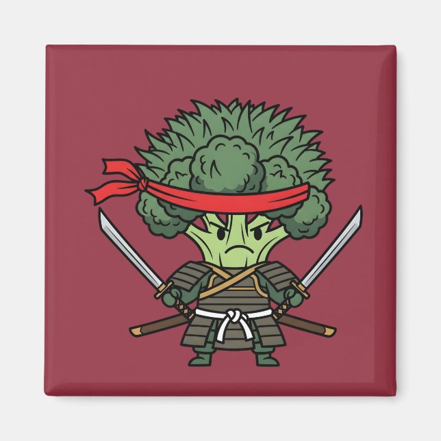 Íman Funny Broccoli Samurai Warrior Japanese Art Illust (Frente)