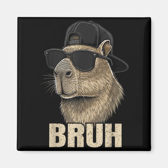 Íman Funny Bruh Meme Capybara Lover Cool Sungles For Me (Frente)
