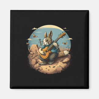 Íman Funny Bunny Playing Njo Guitar Music Rabbit Happy 