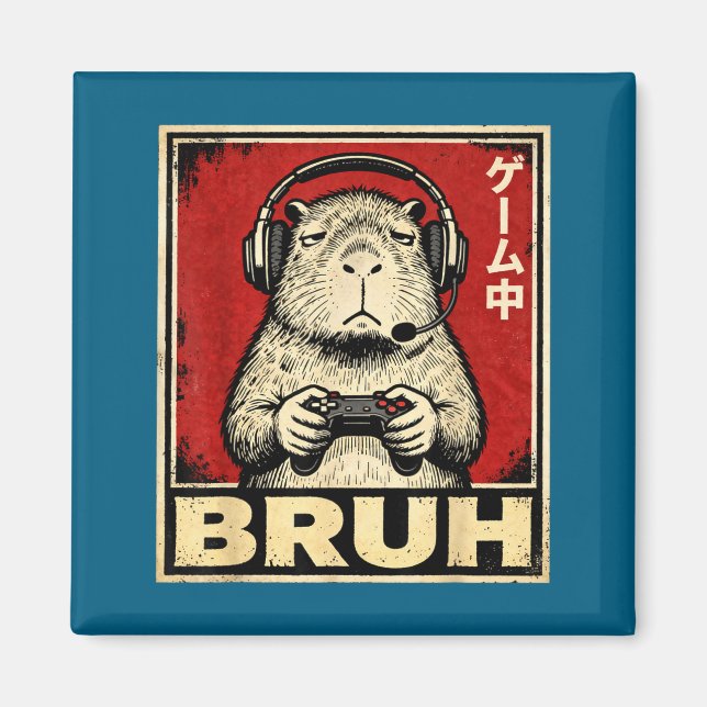 Íman Funny Capybara Gamer Bruh Graphic Tee Men Boys Tee (Frente)