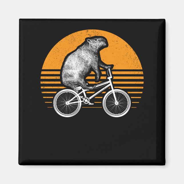 Íman Funny Capybara Riding Bike Retro Capibara Biciclet (Frente)